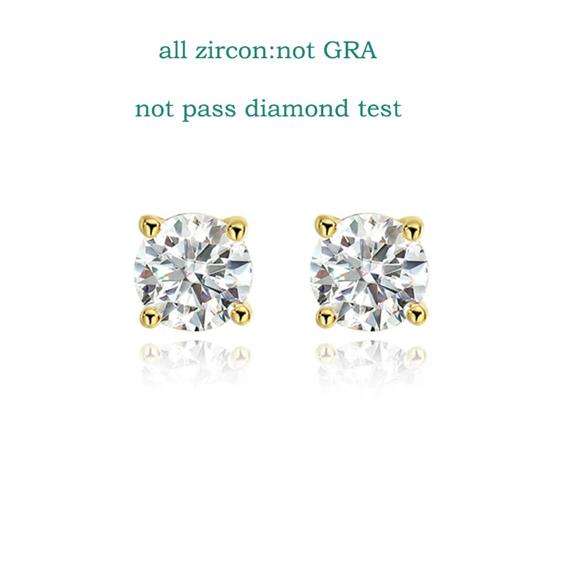18K Gold Plated Moissanite Stud Earrings | 0.2-2CT GRA Certified in 925 Silver | Unisex Jewelry