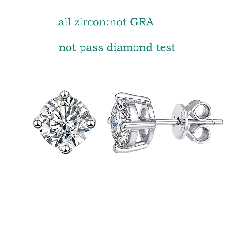 18K Gold Plated Moissanite Stud Earrings | 0.2-2CT GRA Certified in 925 Silver | Unisex Jewelry