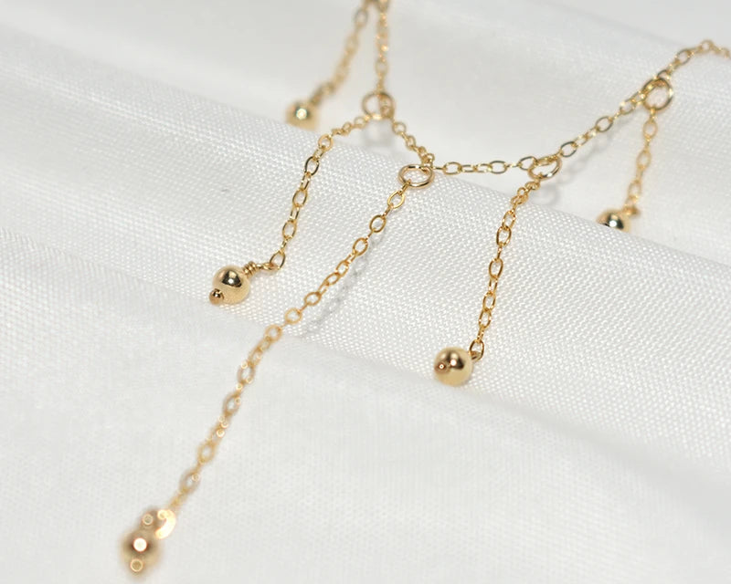 14K Gold Beaded Choker Necklace | Handmade Boho Minimalist Jewelry for Women