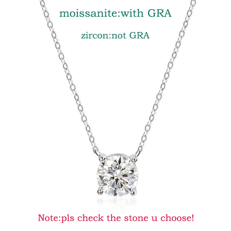 1-5CT D Color Moissanite Pendant Necklace | Rose Gold Sterling Silver 925 | GRA Certified