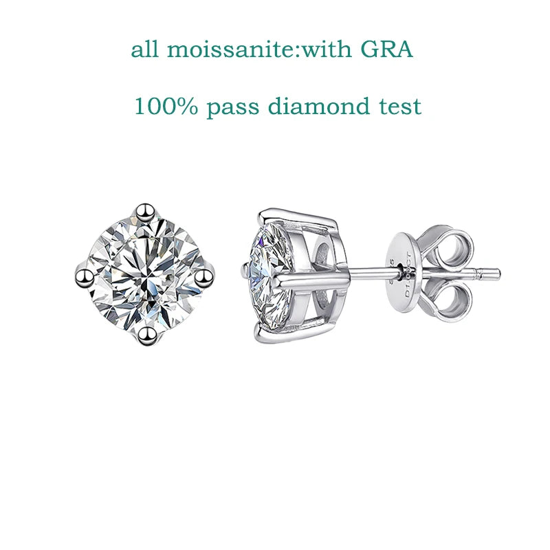 18K Gold Plated Moissanite Stud Earrings | 0.2-2CT GRA Certified in 925 Silver | Unisex Jewelry