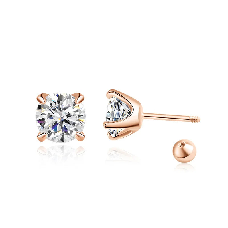 GRA Certified Moissanite Stud Earrings | 0.5CT–2CT D Color in 925 Sterling Silver