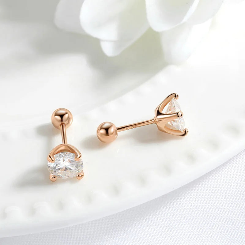 GRA Certified Moissanite Stud Earrings | 0.5CT–2CT D Color in 925 Sterling Silver