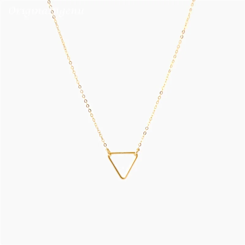 14K Gold Floating Triangle Necklace | Handmade Boho Choker for Women