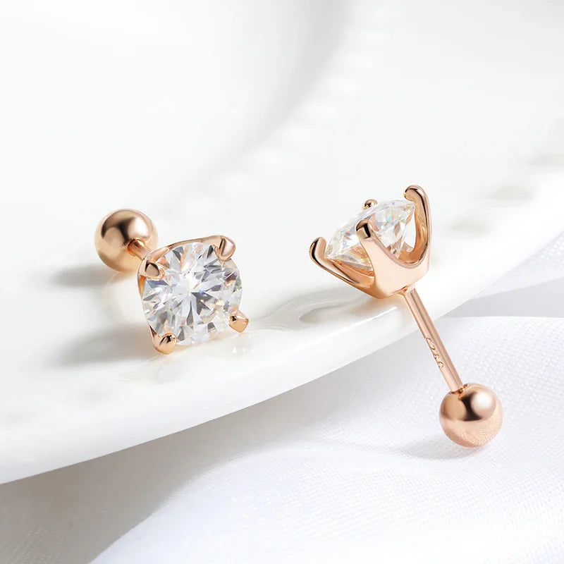 GRA Certified Moissanite Stud Earrings | 0.5CT–2CT D Color in 925 Sterling Silver